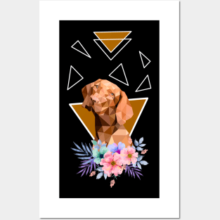 Dog with flowers Posters and Art